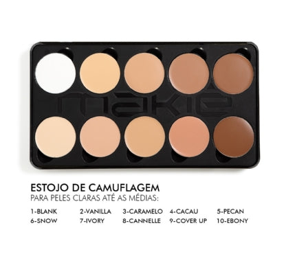 Paleta de correctores camuflage Makiê | Tonos claros y medios no