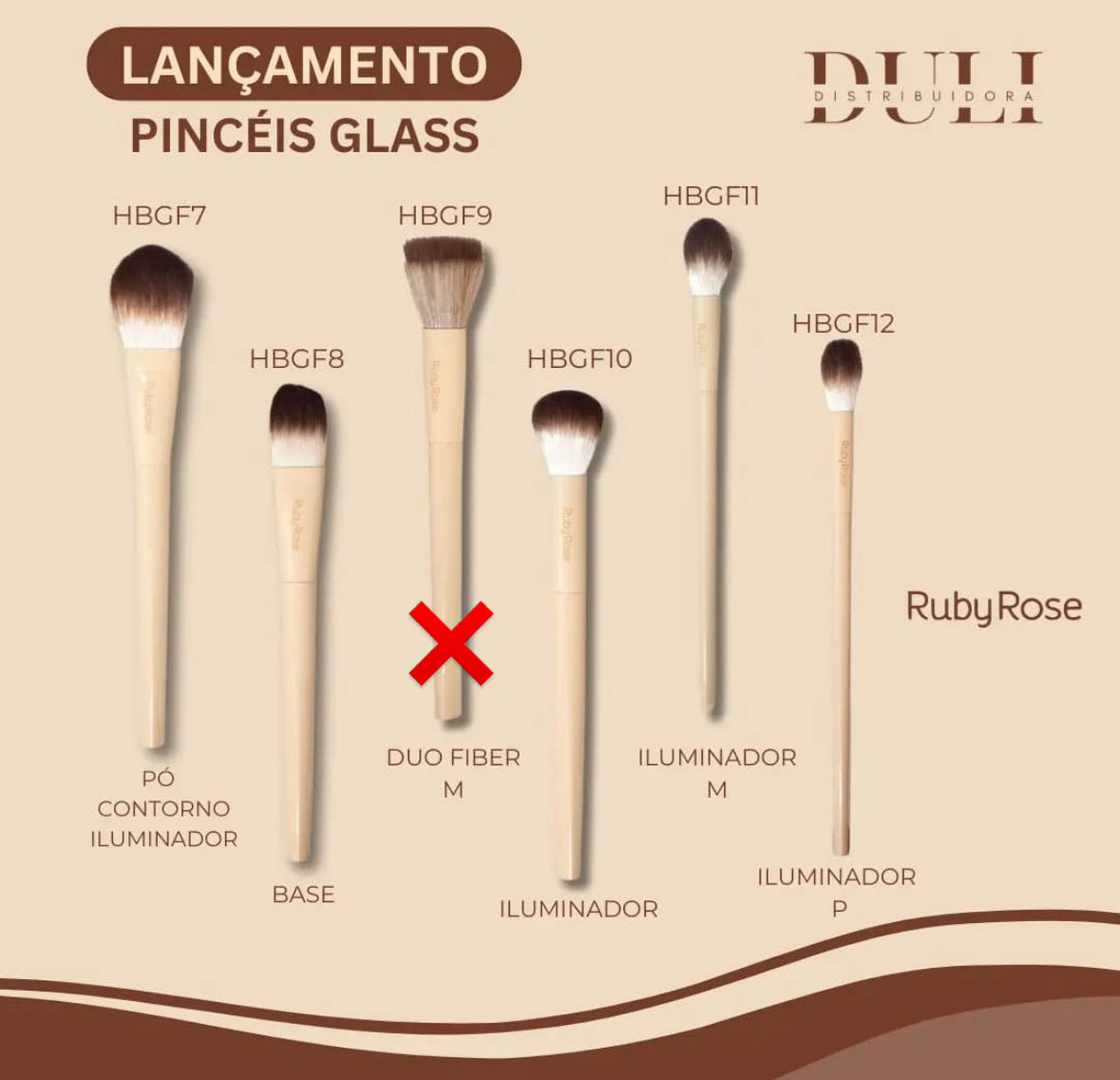 KIT 18 pinceles LÍNEA GLASS Ruby Rose