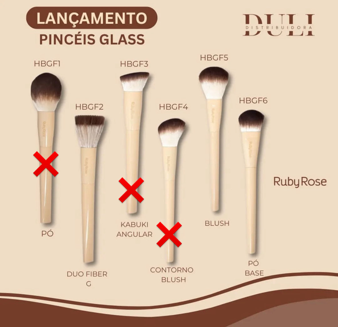 KIT 18 pinceles LÍNEA GLASS Ruby Rose