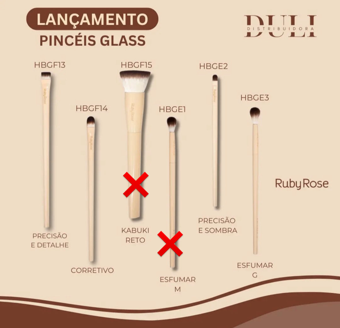 KIT 18 pinceles LÍNEA GLASS Ruby Rose